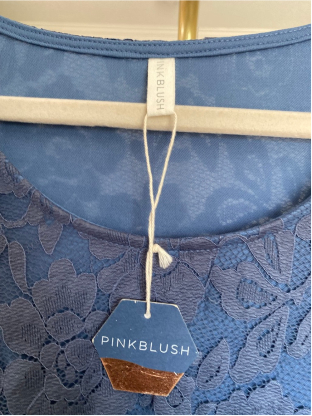 Pinkblush Blue Lace Maxi Dress Maternity Empire Waist Romantic Feminine Coquette - Picture 6 of 8